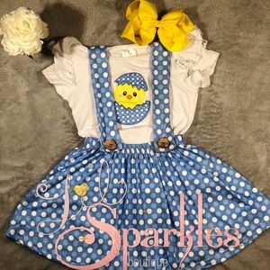 Blue Polka Dot Dress with Chick Design